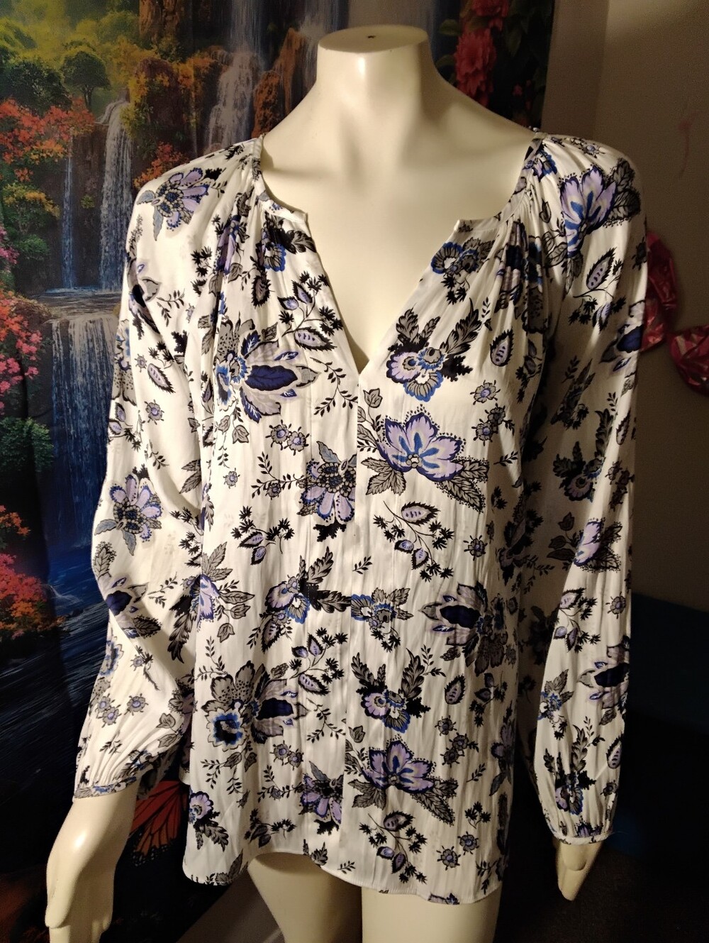 Lane Bryant Long Sleeve Lightweight peasant Blouse top Women's Size 18 20 floral